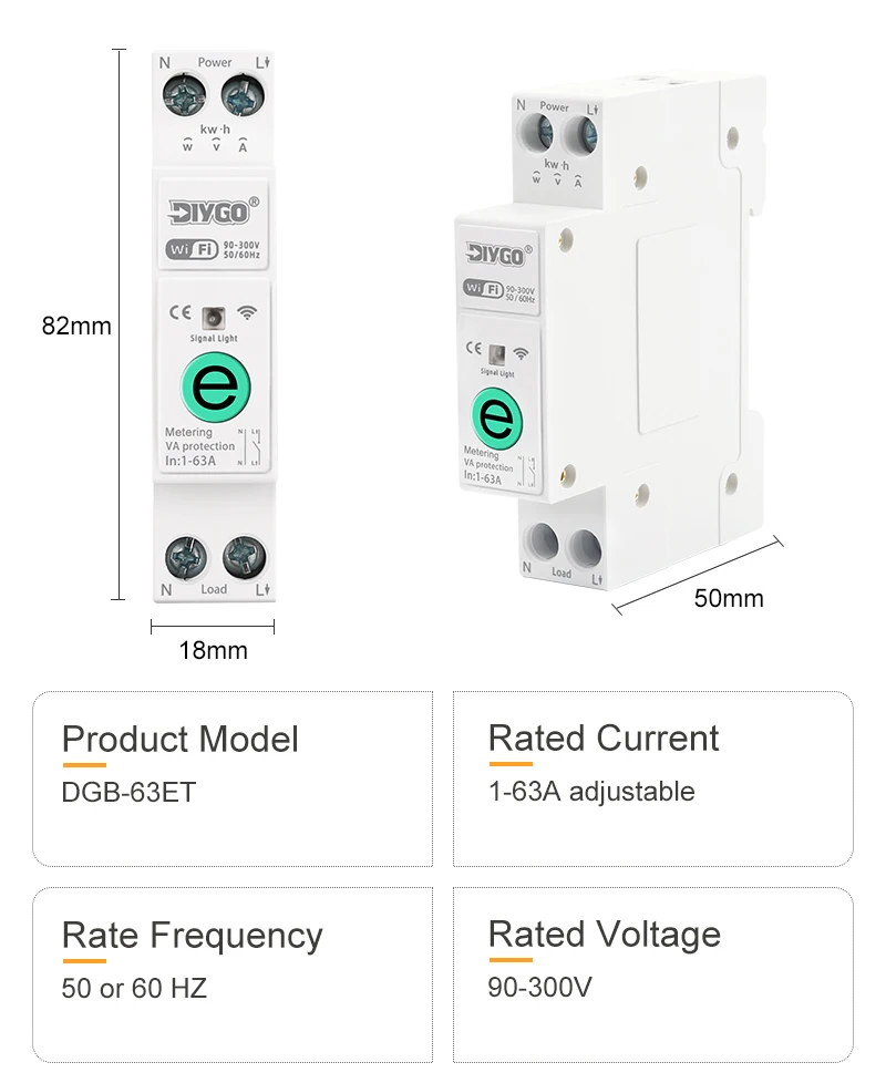 DIY GO Ewelink MCB Smart Home Schutz 1P+N 220V WLAN Smart Schalter Energiezähler kWh-Messung Leistungsschalter Timer Relais – Detail 12