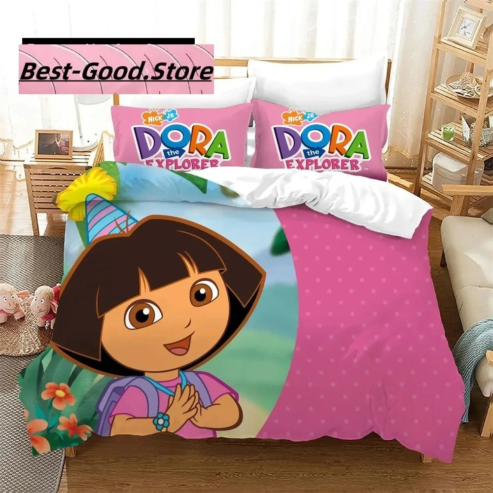 3D Print D-Dora Cartoon Explorer Bedding Set Boys Girls Twin Queen King Size Duvet Cover Pillowcase Bed boys Adult Bedroom