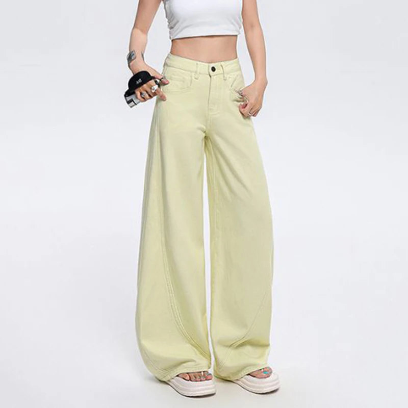 

Korean Fashion Women Baggy Jeans Female Designer High Waist Straight Leg Pants Girls Classic Retro Leisure Denim Trousers