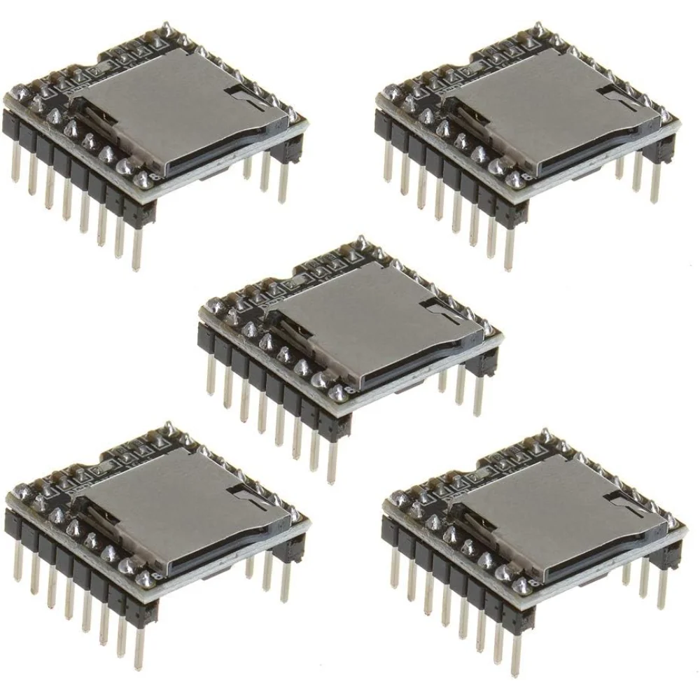 YX5200 DFPlayer Mini MP3 Module, Voice Decode Board with TF Card & U-Disk Support, IO/Serial/AD Control, Compatible with Ar