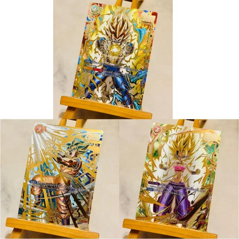 3 piezas/set Tarjeta de Colección de Juego de Anime Dragon Ball Super DBS con Efecto Refractivo, Vegeta, Son Goku Super Saiyan Blue, Caulifla