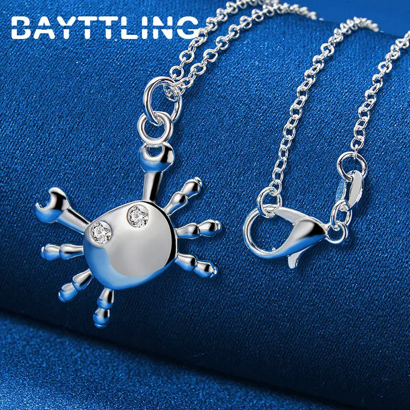 925 Sterling Silver 16-30 Inches Cute Crab Pendant Necklace For Women Christmas Fashion Wedding Engagement Gift Jewelry