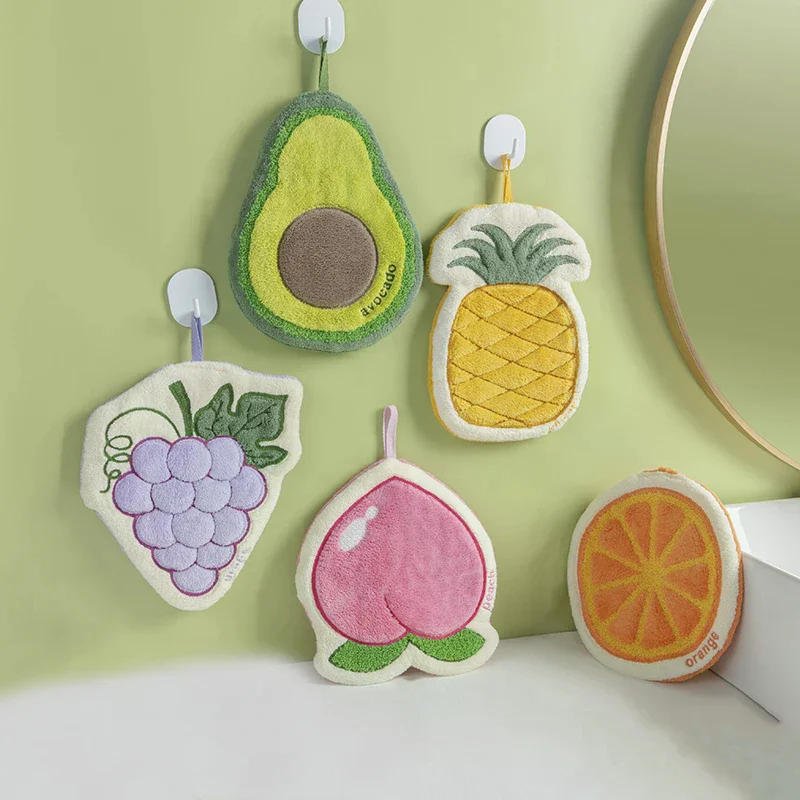 

Полотенце для рук с фруктами, кухонная впитывающая ткань для чистки, мягкие банные подвесные полотенца, детская ванная комната, цветочная ткань для рук, товары для дома