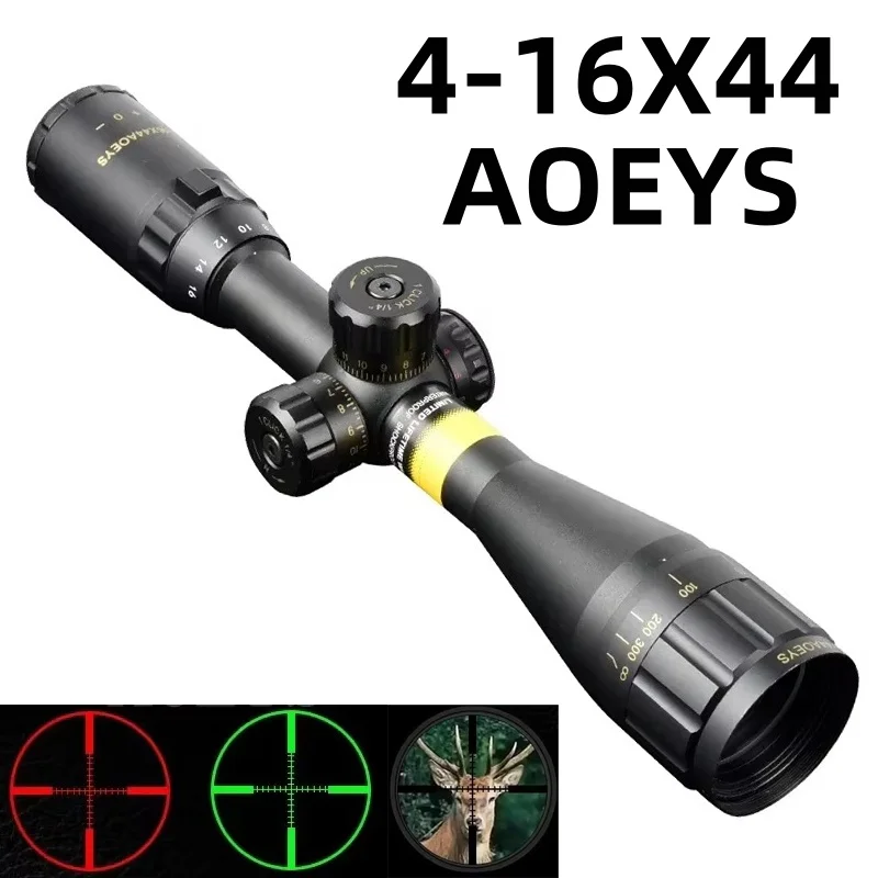 Tactics 4-16x44 AOEYS Strategic Rifle Scope Hunting Reflex Optical Sight Green Red Illuminated Scope Airsoft Sniper Riflescope