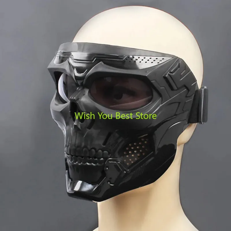 Skull Mask Motorcycle Mask Bicycle Riding Windproof Full Face Skeleton Protective Mask Colored Goggle Tactical Cycling Bike