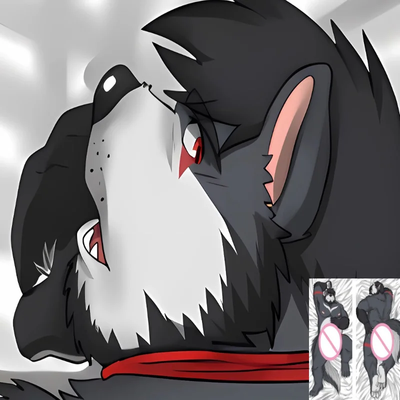 

Furry Krousser Krowlfer Orcus Fluffy Anime Dakimakura Pillowcase Double-sided Print Hugging Body Decorative Pillow Cover Case