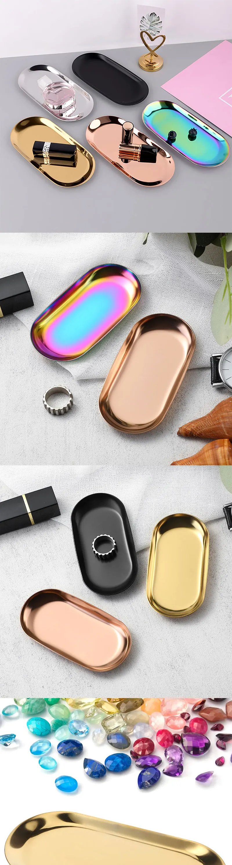 Nordic Ins Edelstahl Mehrfarbige Schmuckschale Halsketten-Aufbewahrungsschale Mehrformige Aufbewahrungsschale für Zuhause Requisiten für Produktfotografie – Detail 1