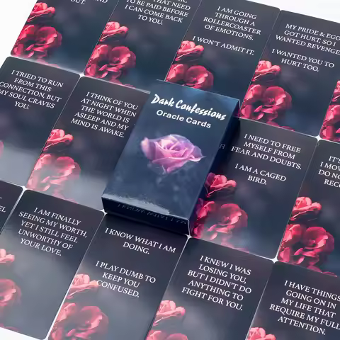 Dark Confession Twin Flame Oracle Cards 50Pcs Love Keywords &amp; Messages Deck for Self-Reflection And Guidance