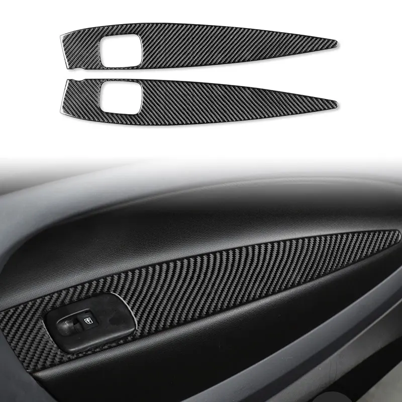 2Pcs Car Window Lifting Lowering Carbon Fiber Decoration Sticker For Mercedes Smart 453 Fortwo Forfour Car Accessories Interio