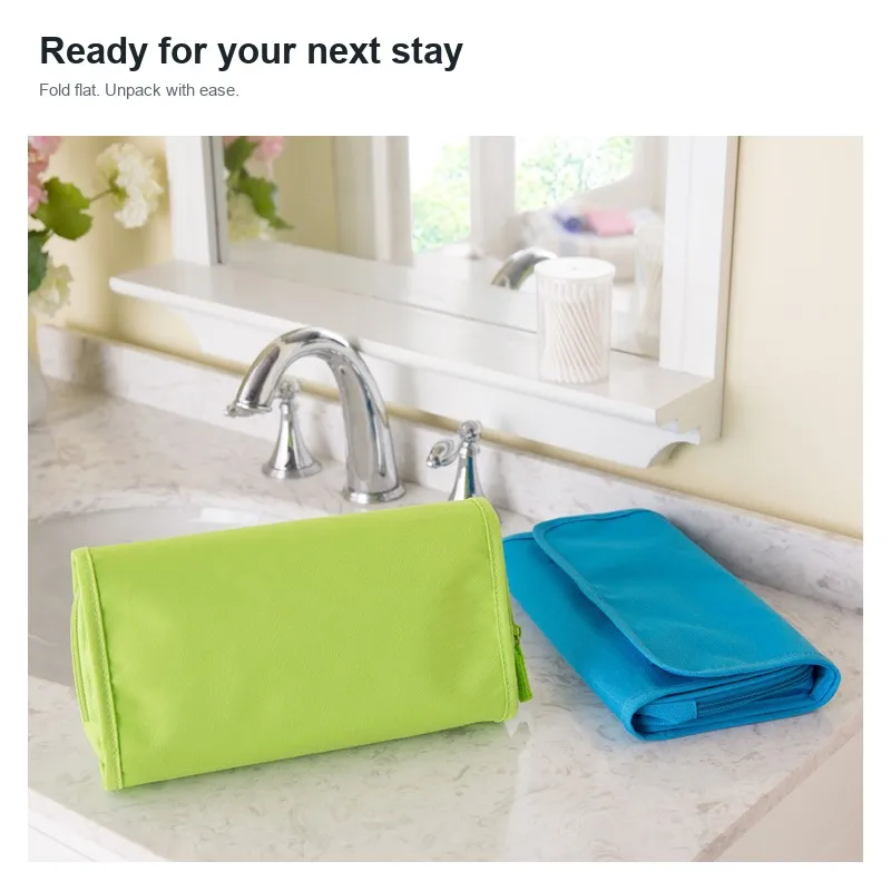 Foldable Hanging Toiletry Bag Waterproof Large Capacity Travel Cosmetic Organizer Portable Wash Bag