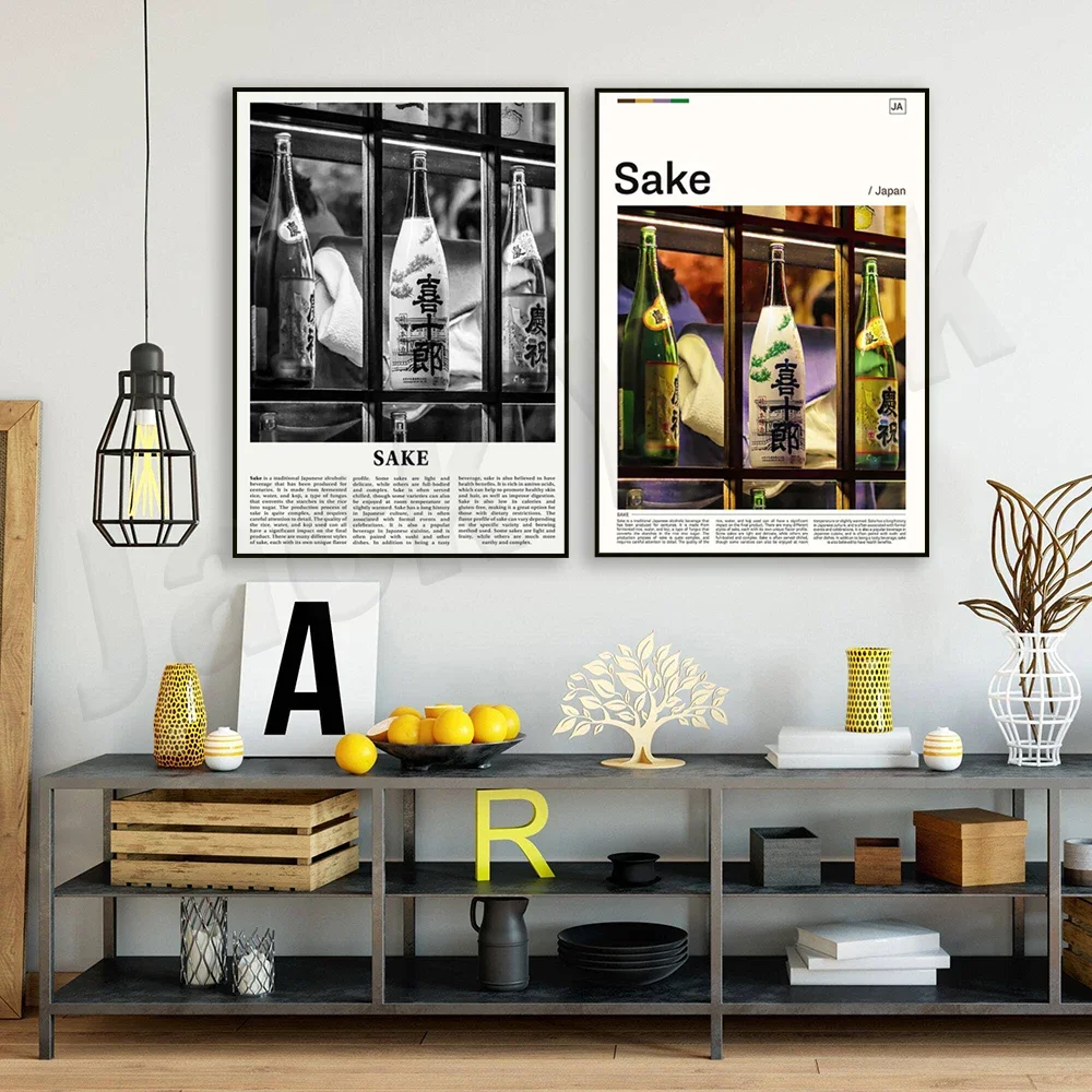 Modern Kitchen Decor Vintage Japanese Food&Drink Print Ramen Noodles Sake Poster Asian Food Wall Art Canvas Painting Chef Gift