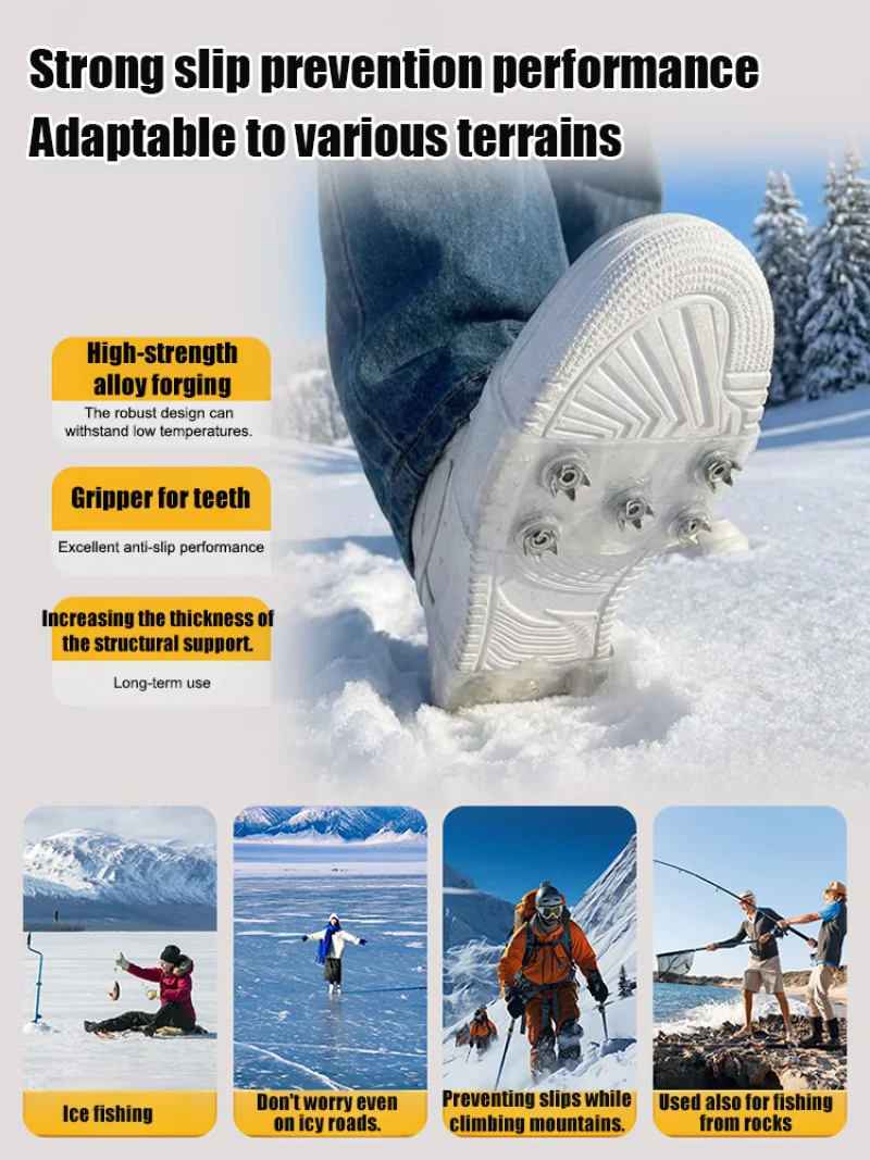 Invisible Anti-Slip Ice Cleats Winter Hiking Transparent Shoe Covers Outdoor Snow Walking Non-Slip Traction Crampons for Elderly