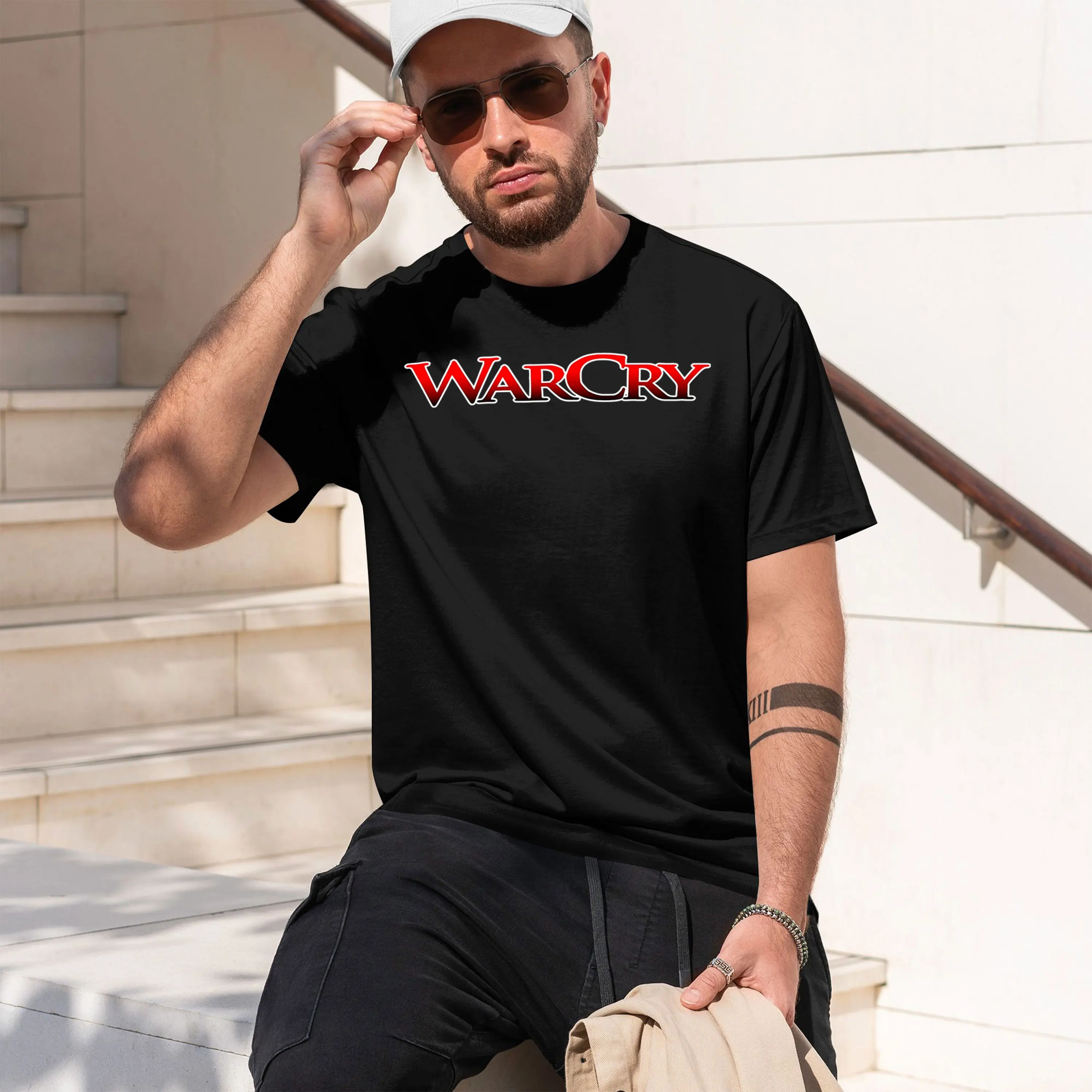 Camiseta de manga corta con cuello redondo para hombre, estilo clásico informal, de secado rápido, modelo nuevo 2026, WarCry Band Rock Spanish sublime