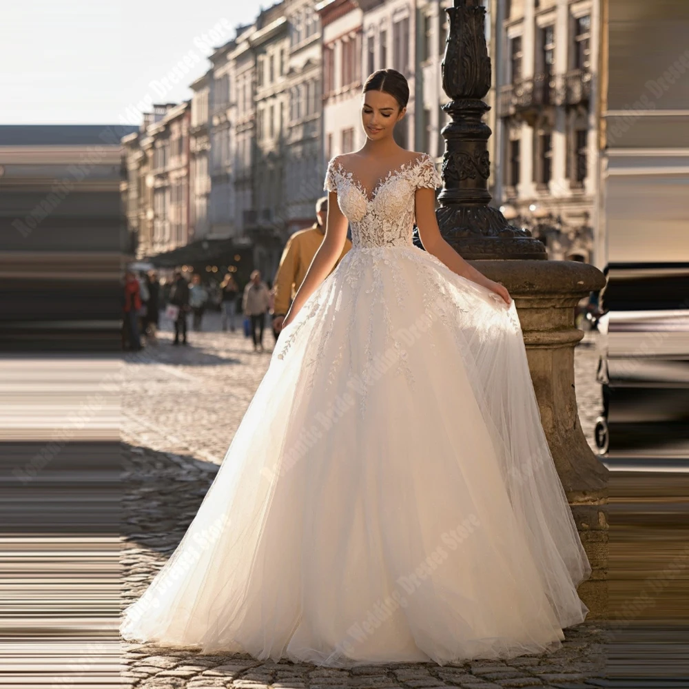 

Sweetheart Collar Sleeveless Women Wedding Dresses Elegant Printing A-Line Bride Gown Mopping Length Vestido De Novia Customized