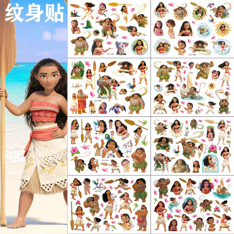 

Disney Moana Children Tattoo Stickers Cartoon Figure Tattoos Waterproof and Durable Anime Sticker Girls Cool Decor Party Favors