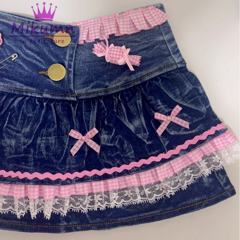 Mikumn Harajuku Low Waist Mini Skirt Women Kawaii Y2K Aesthetics Grunge Sexy Denim Skirt Girls Punk Short Skirt Mujer Streetwear