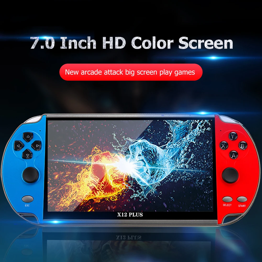 X12 Plus Retro Video Game Console 10000 Games 7.1inch HD Screen Mini Video Game Machine Support TV Output Gift for Kids Adult