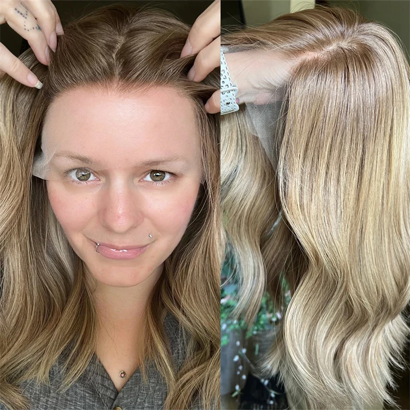 

Fashion Ashy Brown Blonde Highlights Wigs Heat Resistant Synthetic Wigs Futura Cosplay Glueless Natural Curly Lace Front Wig