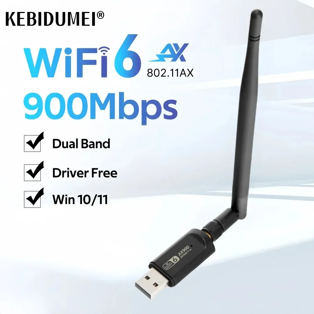 900Mbps WiFi 6 USB Adapter 2.4G/5GHz WiFi6 USB Dongle AX900 Wireless Network Card Wi-Fi Receiver Driver Free For PC Laptop