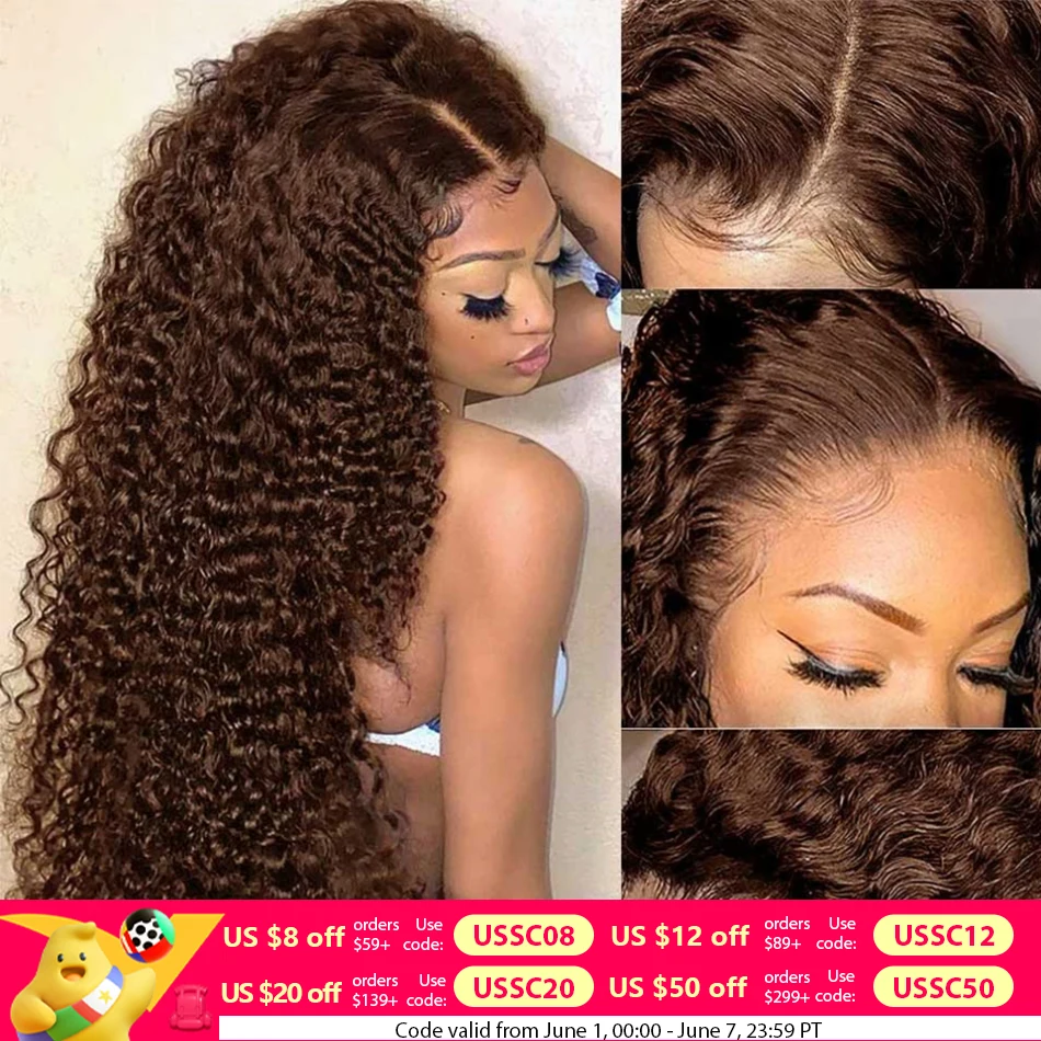 13x4 Deep Wave Chocolate Brown Lace Front Wigs Human Hair For Women 13x6 Hd Glueless Lace Frontal Wig 4x4 Closure Human Hair Wig