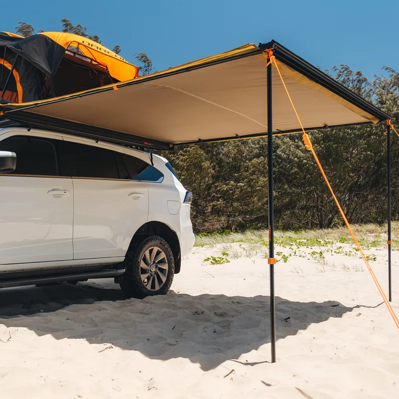 Retractable 420D Oxford Car Roof Tent Side Awning Double Layer Foldable 4-Person Capacity Summer Season Camping Gear
