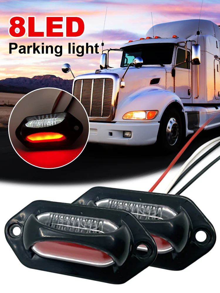 

4pcs 8LED Truck Trailer LED Side Marker Lights 12V 24V License Plate Light LED Lorry Tractor RV Pickup Clearance Parking Light