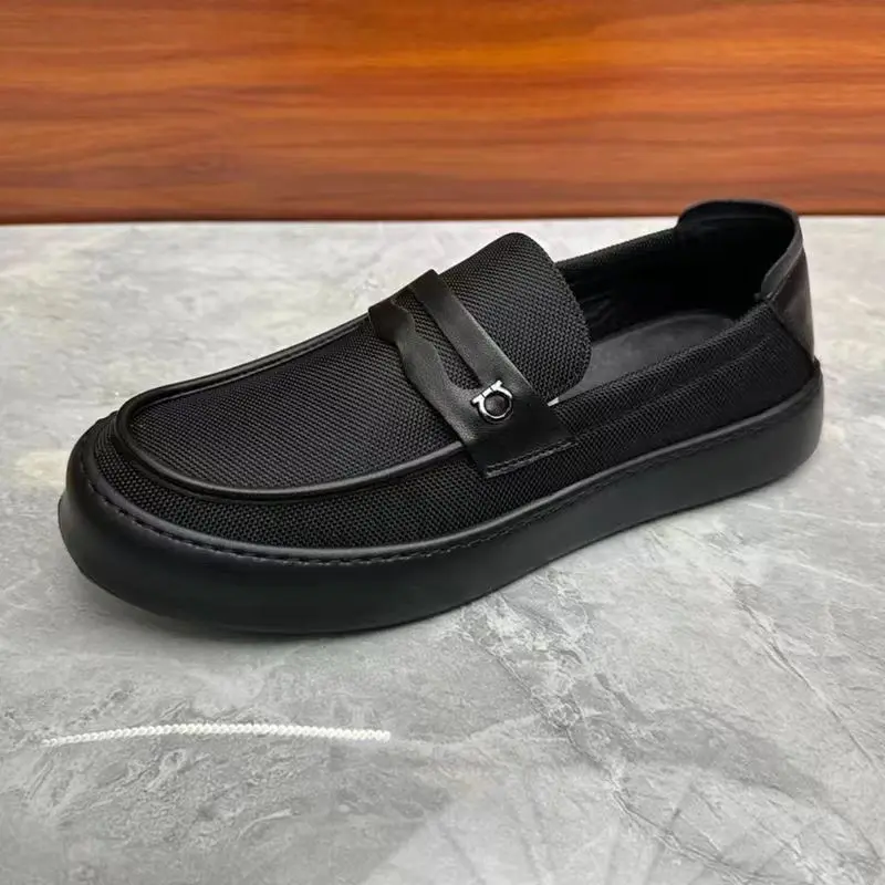 

HKDQ Summer Black Sneakers For Men 2024 Fashion Casual Men's Loafers Shoes Original Comfortable Breathable Slip-on Moccasins Man