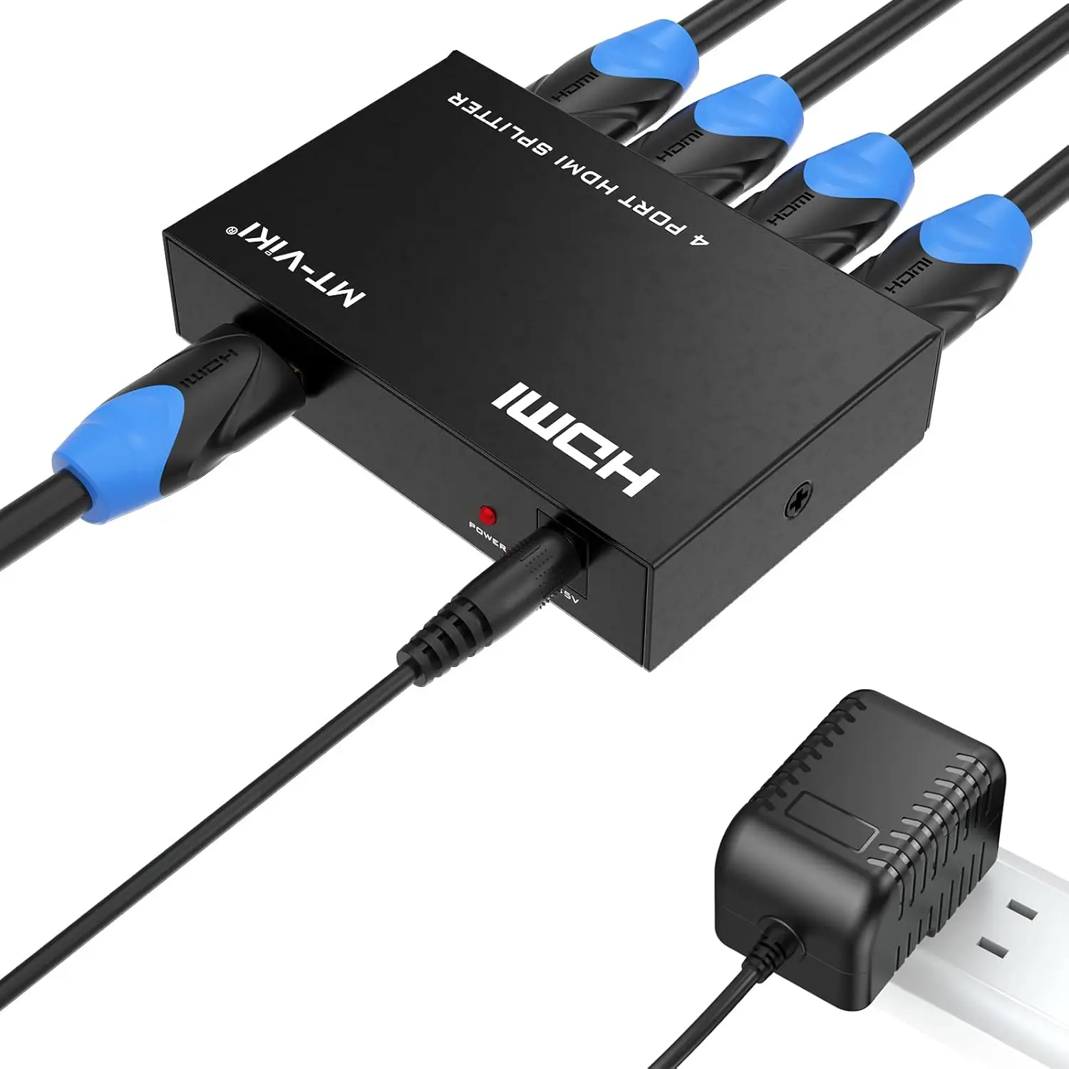 

HDMI Splitter 1 in 4 Out, 4K 30Hz Powered Distributor for 4 Monitors, Supports 3D & HDCP 1.4, Mirror Only, Gaming Consoles