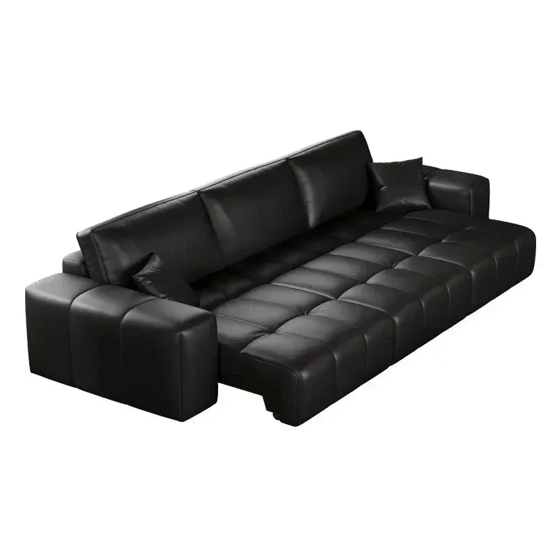 A44 Medieval style, sofa real cowhide electric retractable adjustment living room multi-functional zero wall sofa bed Y44
