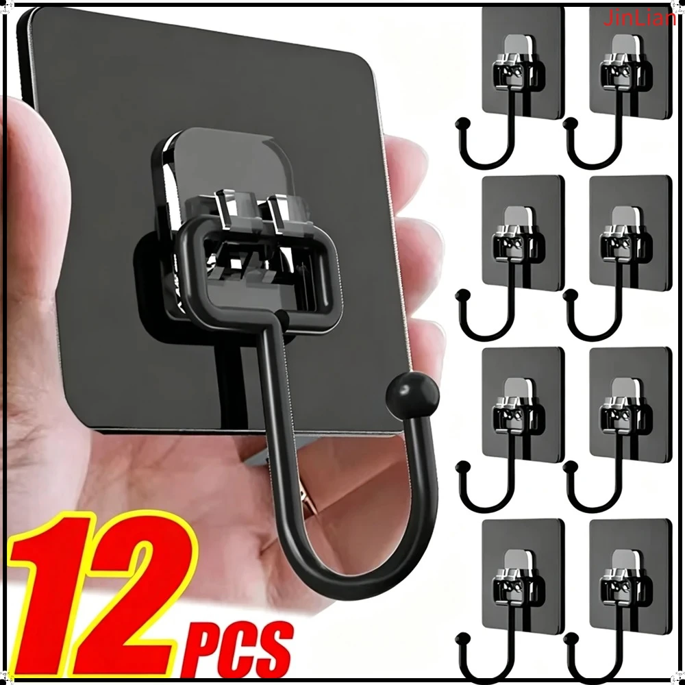  Rotating Self Adhesive Hooks Waterproof Strong Sticker Holder Wall Door Storage Hanging Hook Kitchen Bathroom Hanging Holder