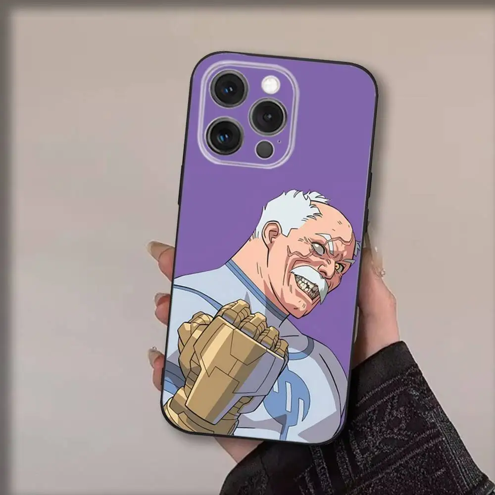 حافظة هاتف كارتون I-Invincibles لهاتف آيفون 17,16,15,14,13,12,11,Pro,Max,Plus,Air,X,XS,XR,SE,8,7,Mini,Soft Black Funda