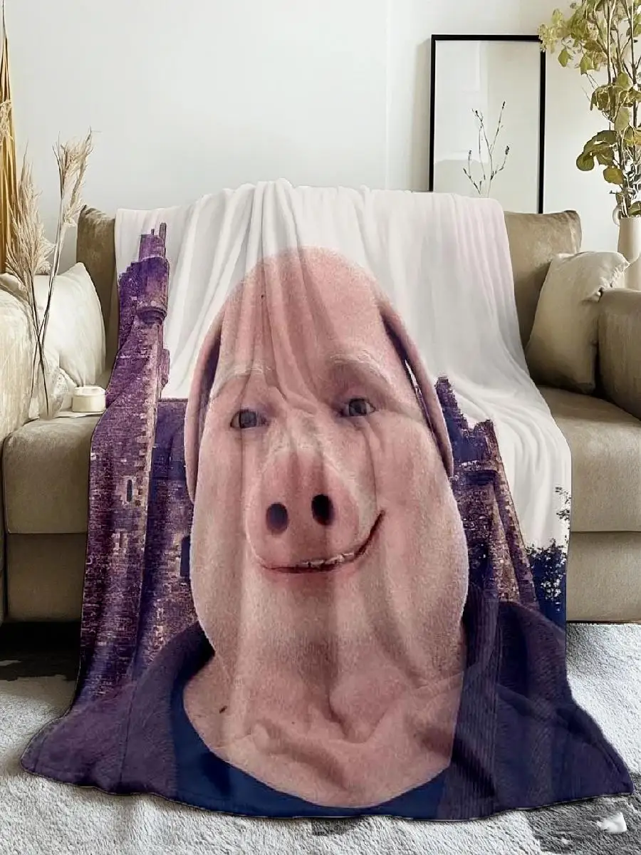 Cozy Flannel Throw Blanket for Sofa Bed Travel Camping Living Room Office  John Pork Calling Print