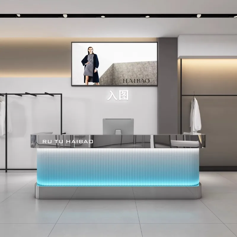 

Design Blue Front Desk Reception Counter Modern U Shape Reception Desks Beauty Salon Clinic Mostrador Recepcion Office Furniture