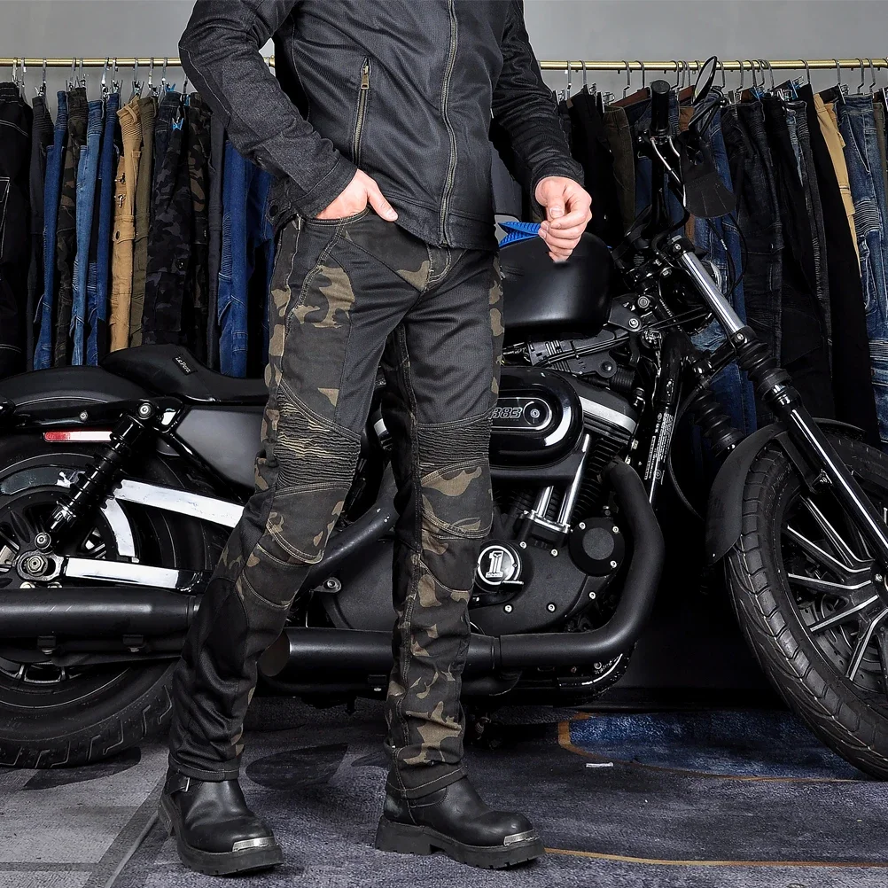 

2023 New Mens Motorcycle Riding Pants Protective Motocross Racing Jeans with 4 X CE Armor Upgrade Pads Camouflage XXS-4XL