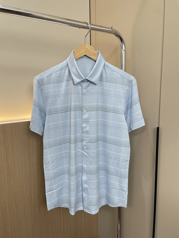 

Легкая дышащая мужская летняя деловая повседневная удобная повседневная одежда ort Sve irt с клетчатым узором