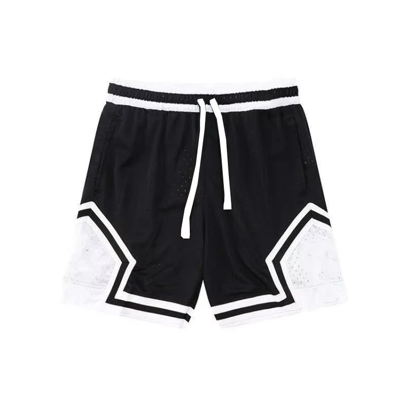 Men Summer Geometric Color Block Mesh Basketball Shorts Drawstring Waist Quick Dry Breathable Athletic Sports Training Shorts