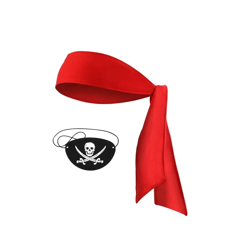 2Pcs Pirate Accessories Pirate Party Supplies 1 Pcs  Head Bandana Sports Head Ties 1Pcs Pirate Eye Patches Christmas Party