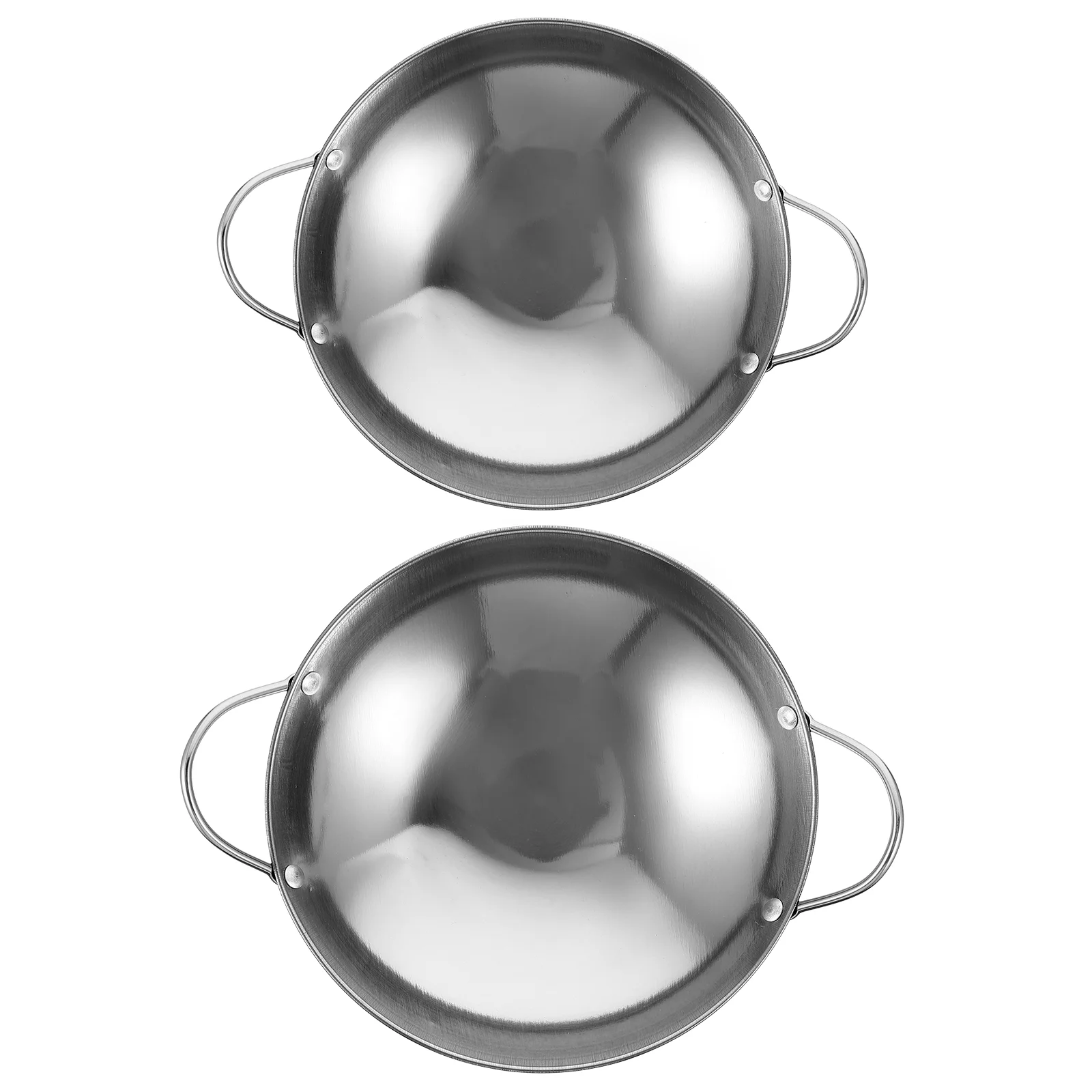

2 Pcs Home Stainless Steel Wok Wok Flat Griddle Cooking Home Kitchen Pan Stainless Steel Hot Pot Tool Dry Pot