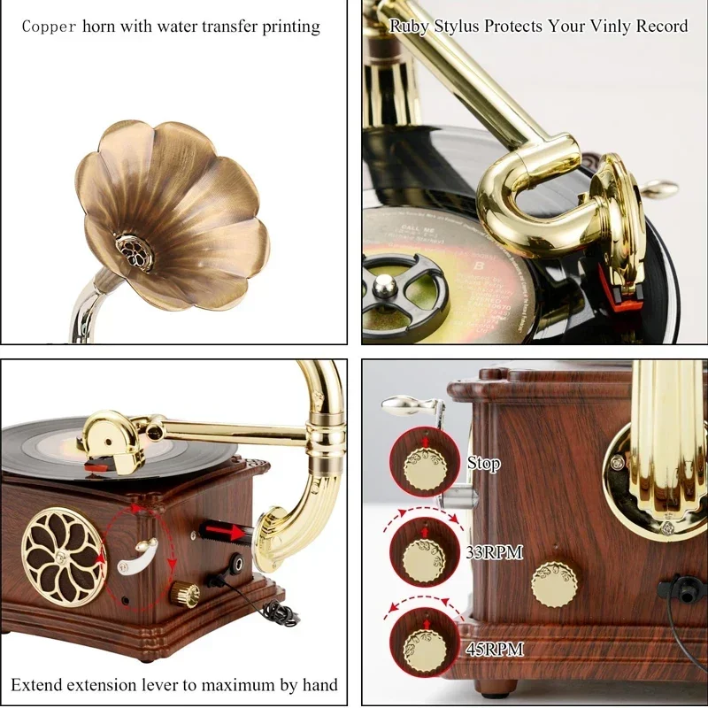 

Hot selling record player, retro turntable integrated retro phonograph, retro phonograph LP