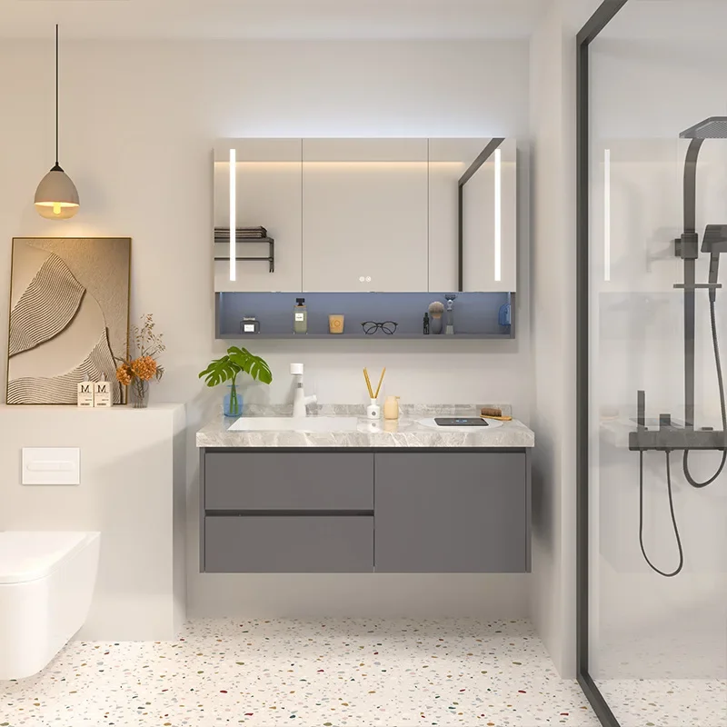 

Modern simple washing machine integrated cabinet combination rock board bathroom cabinet washbasin