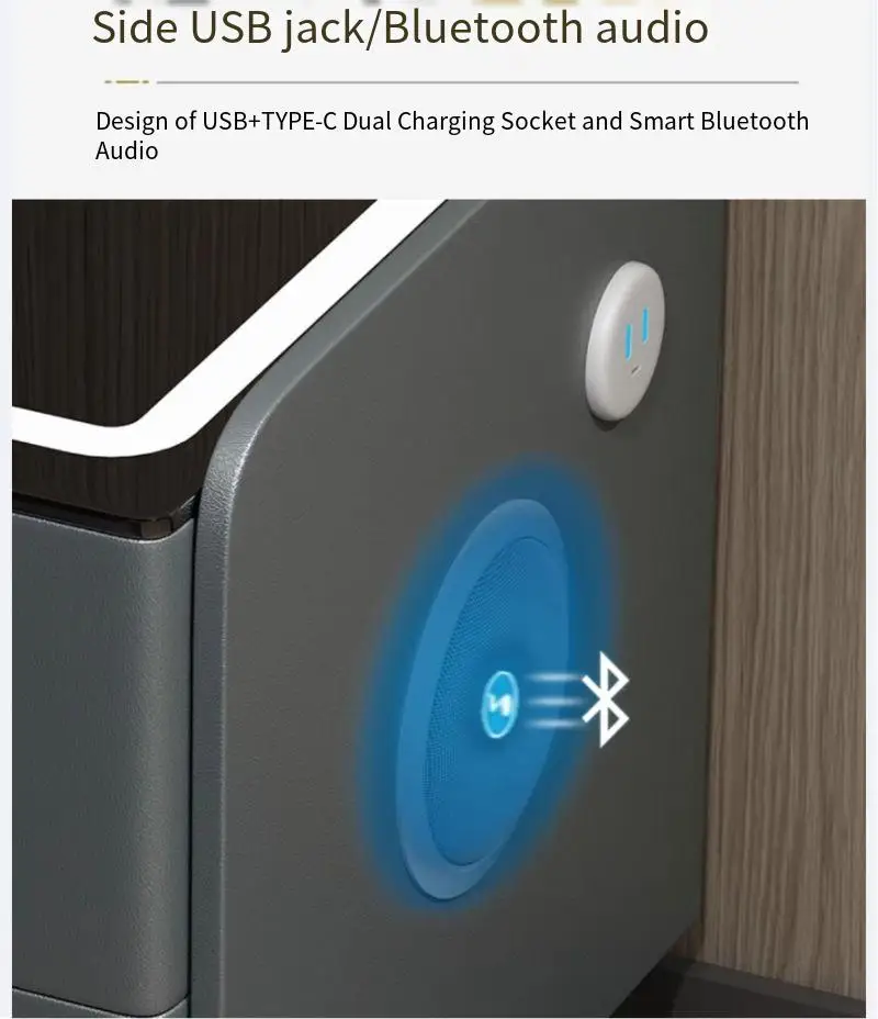 For Super narrow small smart bedside table multi-function wireless charging fingerprint lock solid wood narrow side cabinet