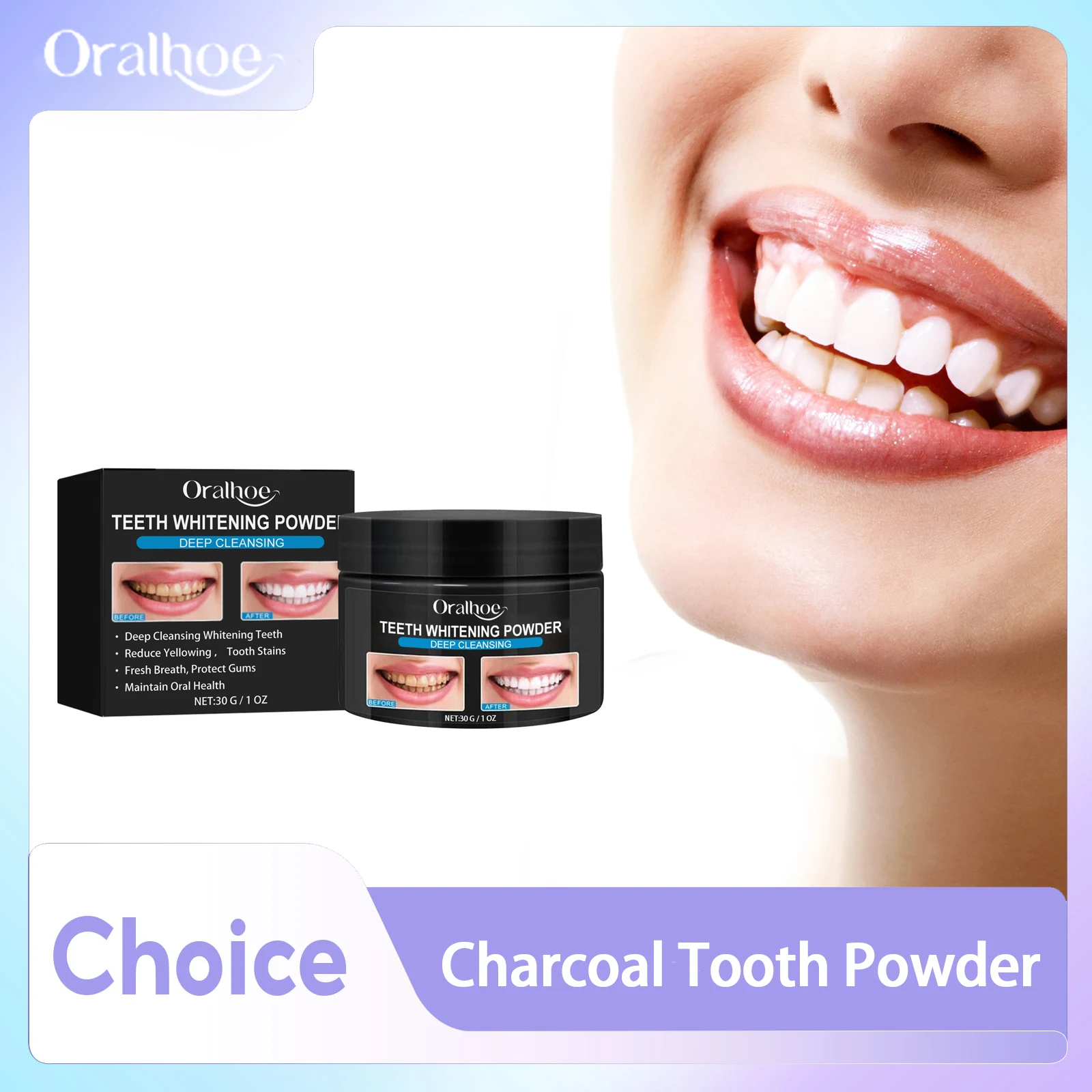 Charcoal Whitening Teeth Powder Cleaning Dental Calculus Stains Improve Tooth Yellow Remove Bad Breath Bright White Toothpaste