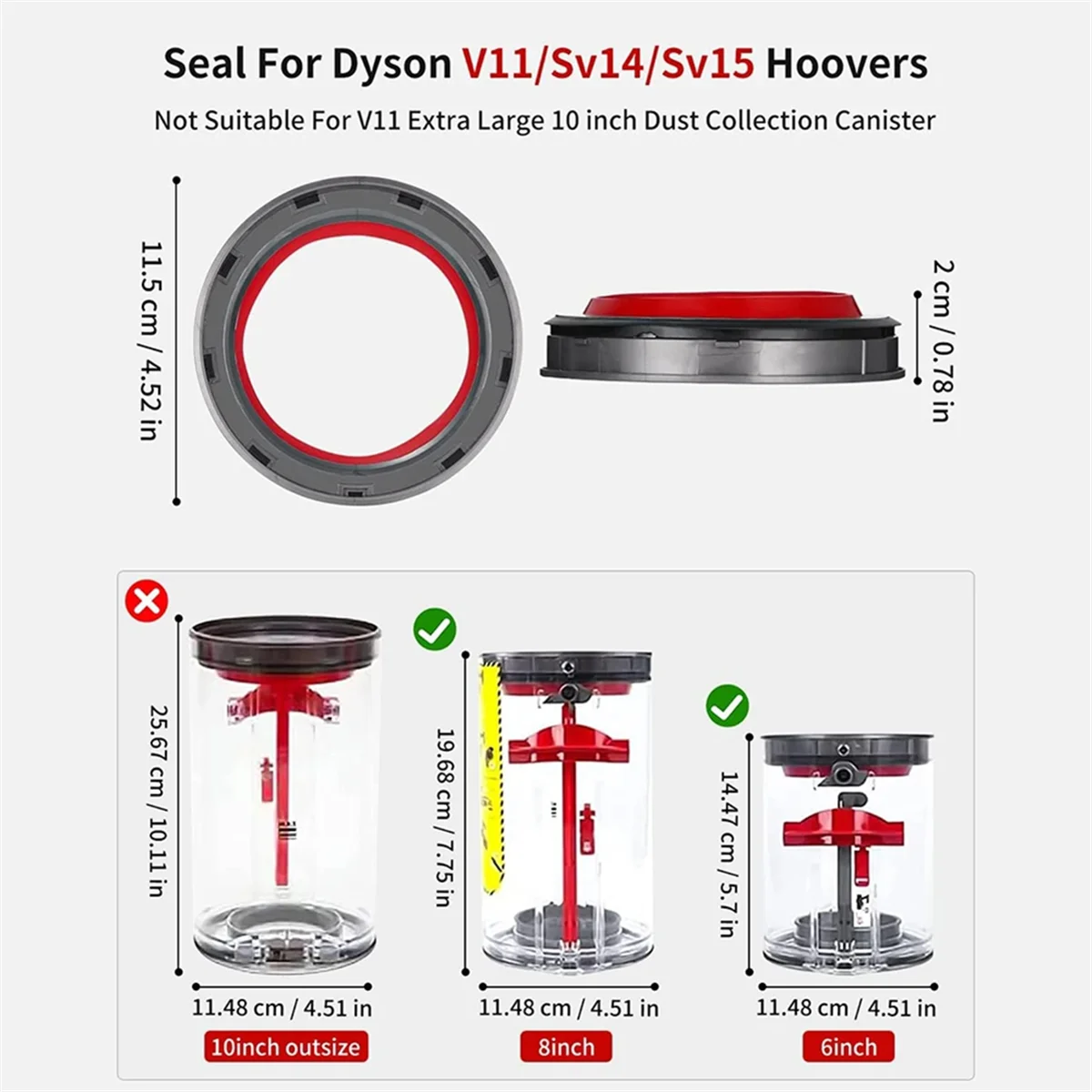 A01M Dust Container Top Fixed Sealing Ring for Dyson V11 V15 SV14 SV15 SV22 Vacuum Cleaner Repair Part Accessories