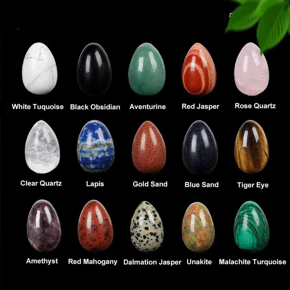34x49MM Natural Gemstone Crystal Egg Amethyst Quartz Reiki Healing Chakra Stone Polished Massage Egg Home Decor Easter Ornament