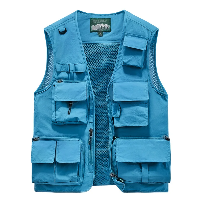 Men Outdoor Multi Pockets Multifunctional Photography Vests Cargo Sleeveless Jackets Male Thin Mesh Breathable Casual Waistcoats