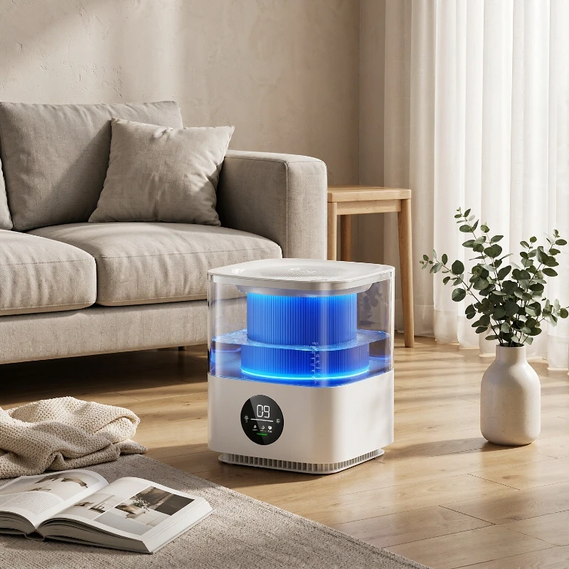 Air Purifier with Mist-Free Humidification, Real-Time Monitoring, Negative Ions and UV Function for Bedrooms and Home Offices