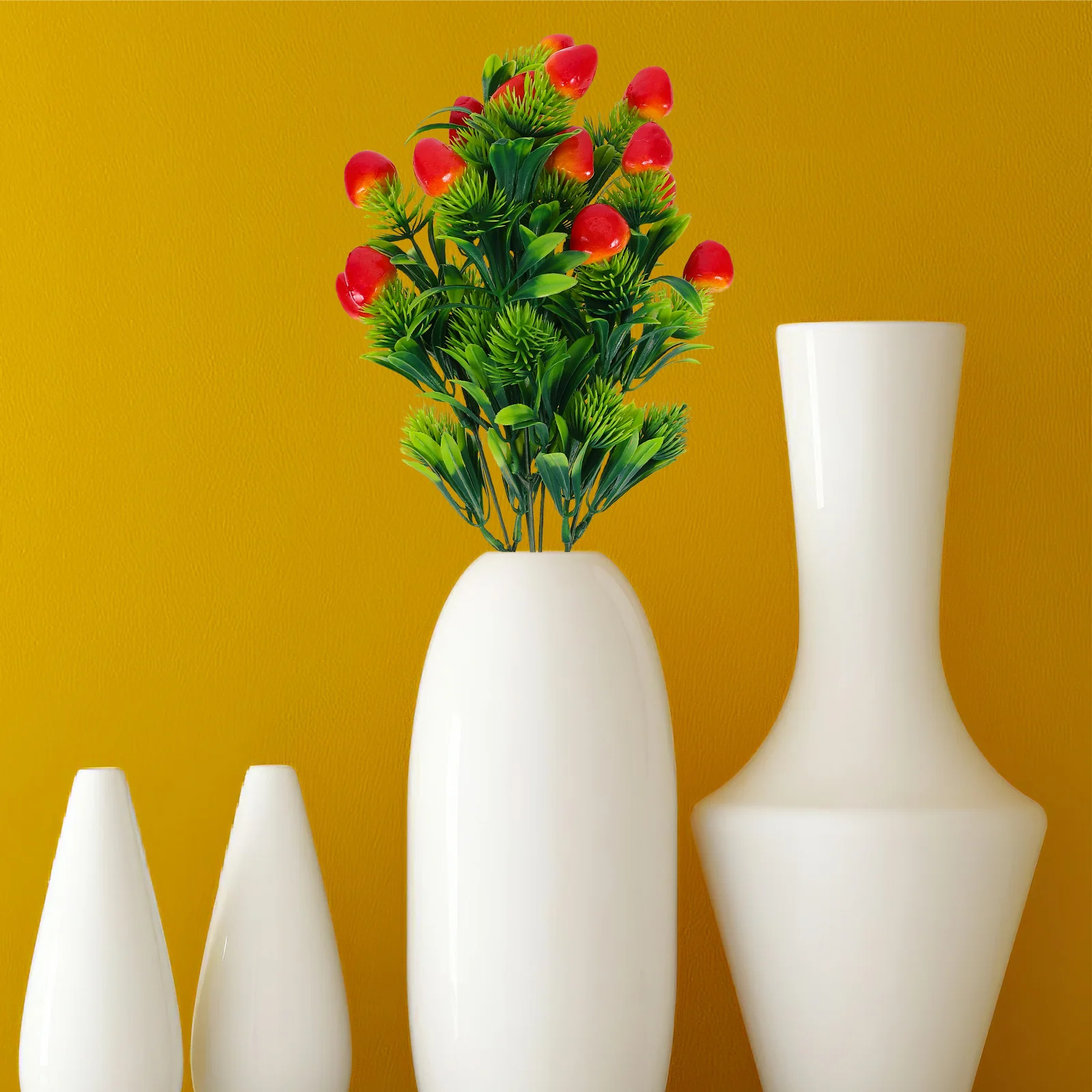 

2Pcs Simulation Fruit Bouquet Artificial Strawberry Plants with Stem Realistic Fake Strawberries for Table Centerpiece Kitchen