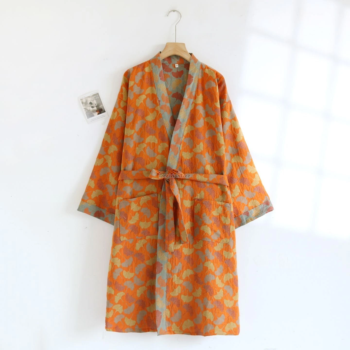 

2025 japanese-style pure cotton gauze bathrobes kimonos women summer spring long sleeve retro printed loose long pajamas robe
