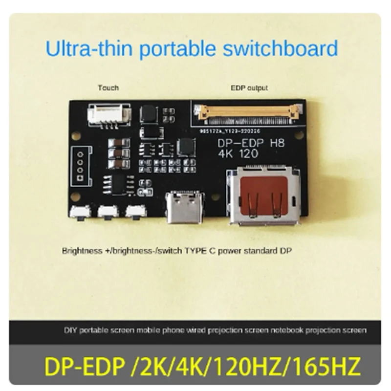 DP to EDP 4K 120HZ DIY4K Driver Board 4K 2K 1080 Adapter Board for Portable Display(A)