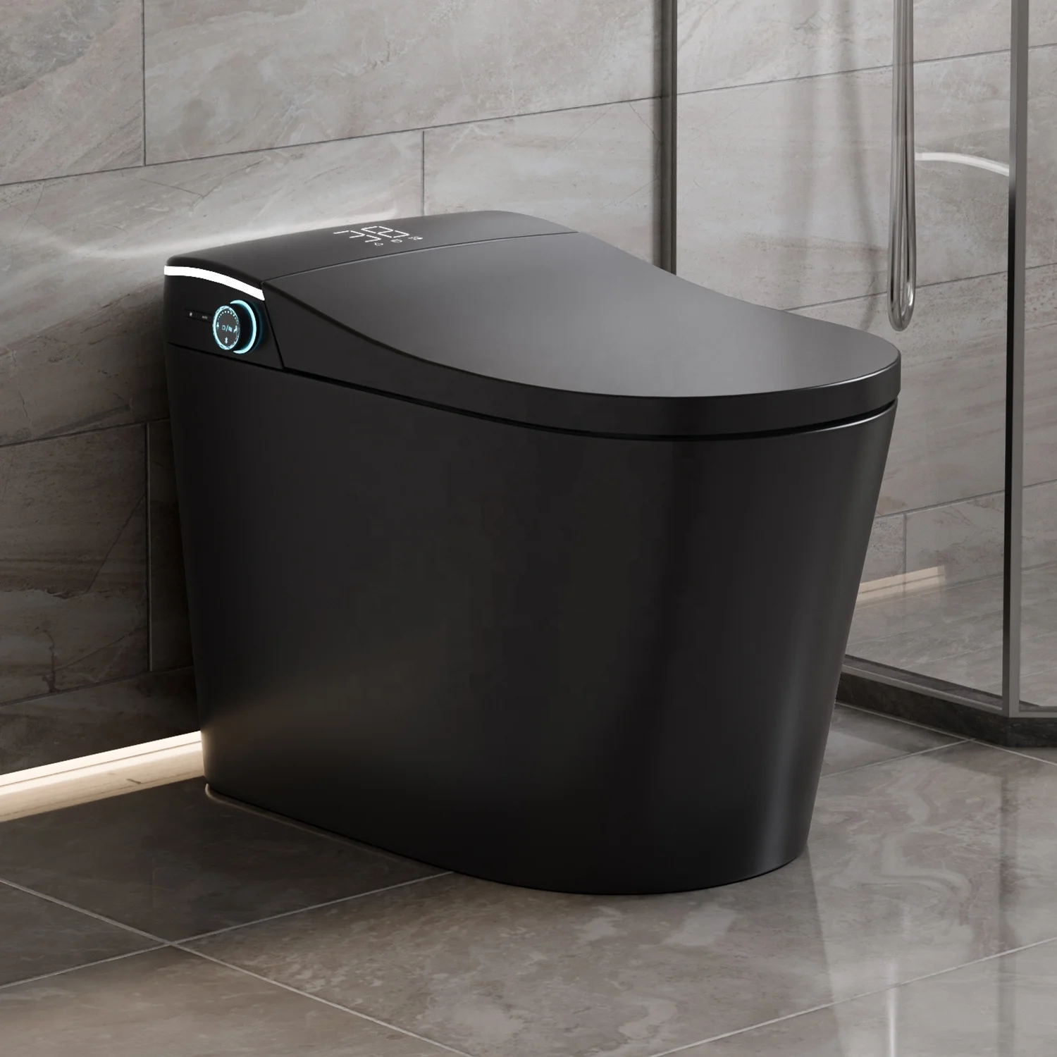 

Modern Smart Toilet with Automatic Sensor Remote Control Black Ceramic Automatic Bathroom WC Intelligent Seat Heating Toilet